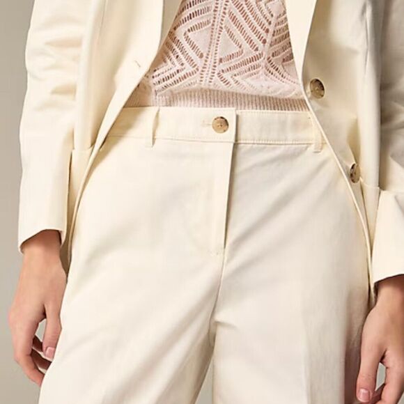 J. Crew Full-length wide-leg trouser in cotton blend Ivory NWT size 2 - Picture 4 of 10